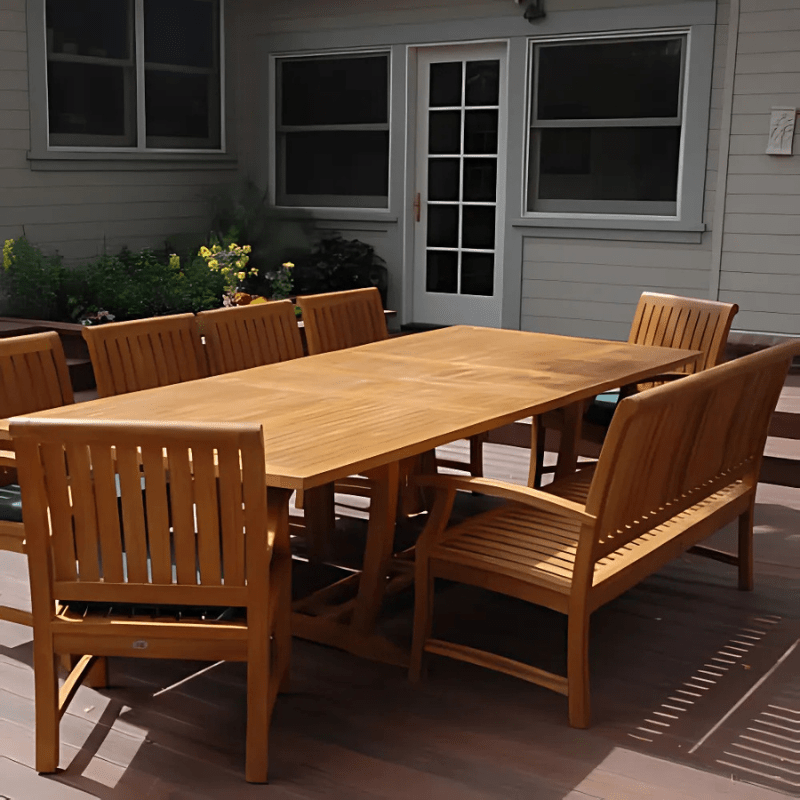 10 ft Teak Outdoor Double Extension Rectangular Patio Table Titan