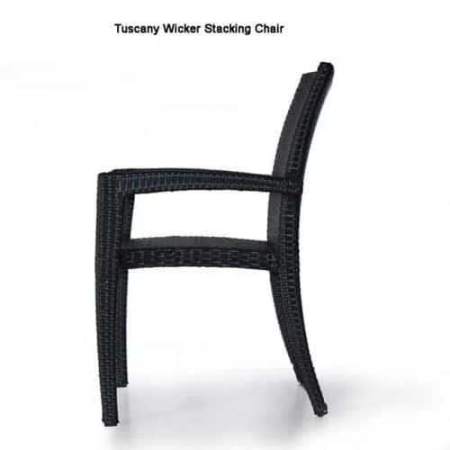 McGill Teak 7pc Patio Dining Table Set | Rise Teak Oval Table with Tuscany Stacking Chairs