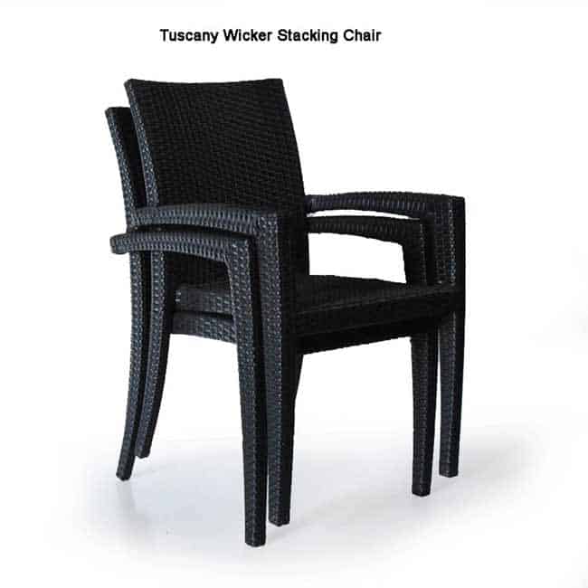 McGill Teak 7pc Patio Dining Table Set | Rise Oval Table with Tuscany Stacking Chairs