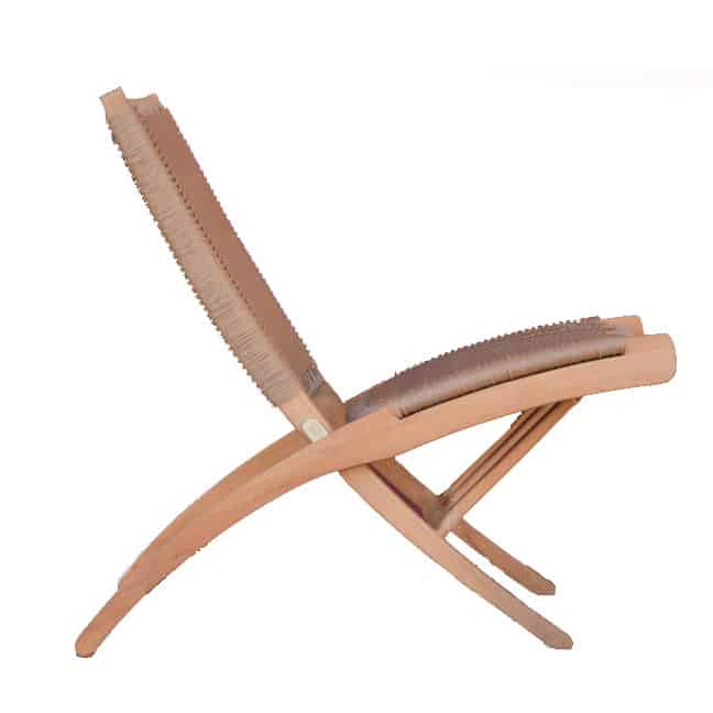 Mid Century Teak Natural Tan Wicker Woven Folding Club Chair – Aksel