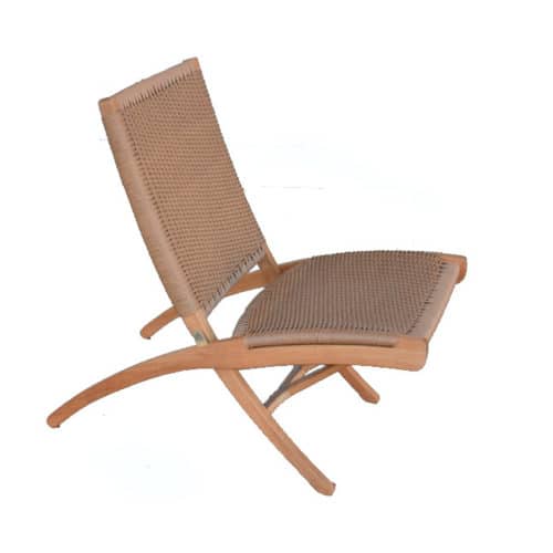 Mid Century Teak Natural Tan Wicker Woven Folding Club Chair – Aksel