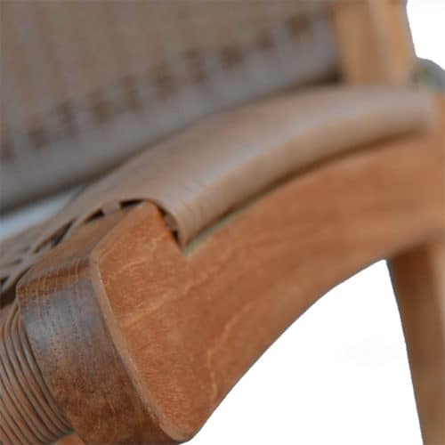 Mid Century Teak Natural Tan Wicker Woven Folding Club Chair – Aksel