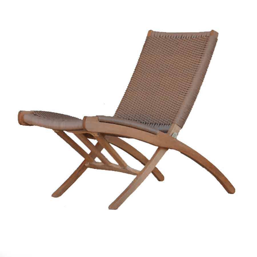 Mid Century Teak Natural Tan Wicker Woven Folding Club Chair – Aksel