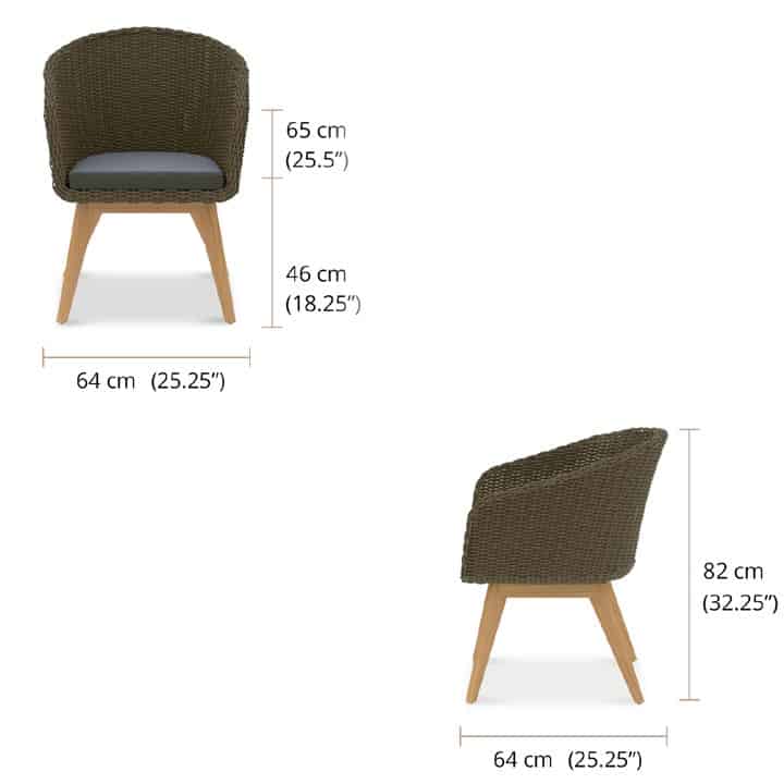 Wicker Teak Outdoor Dining Arm Chair-Breeze