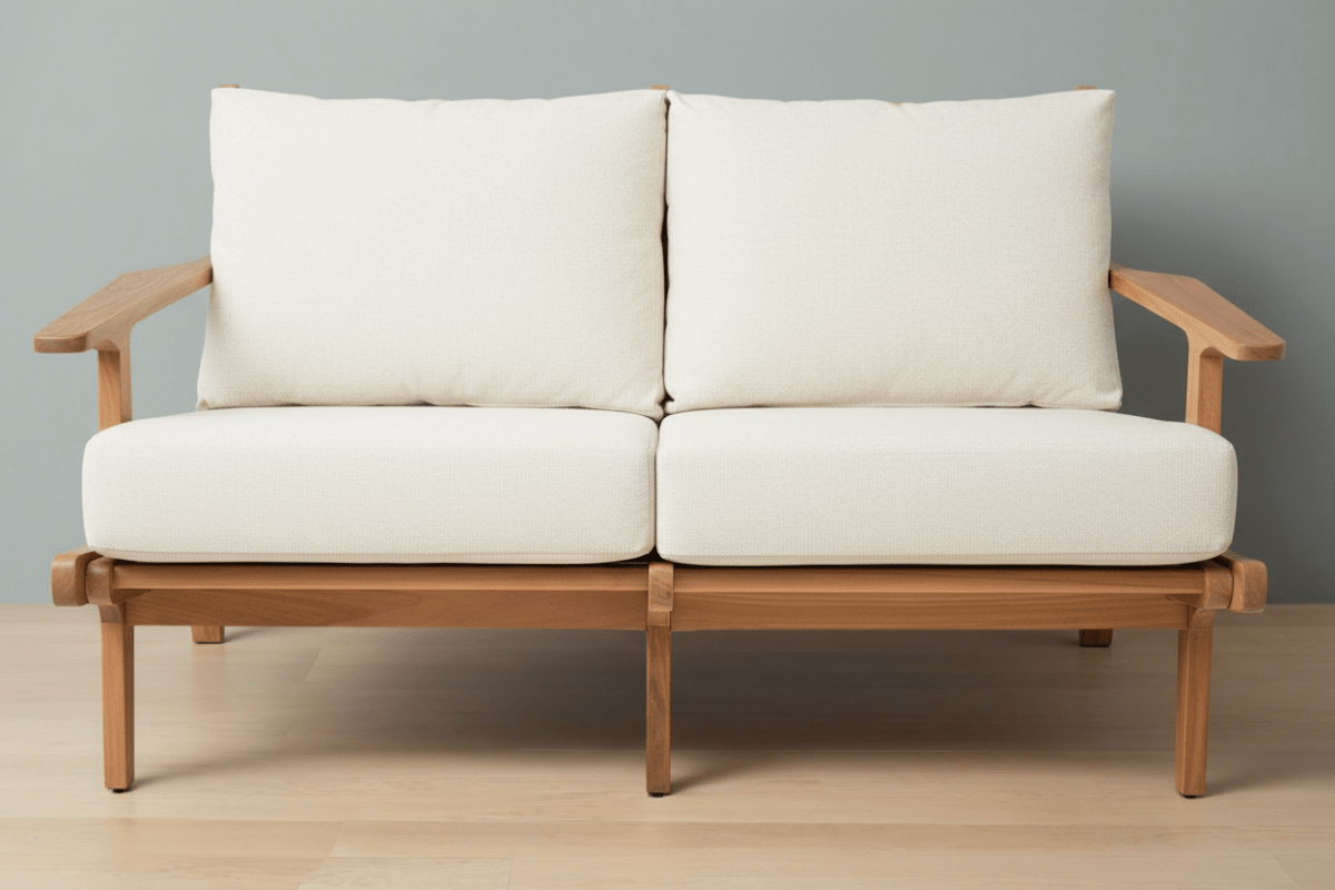 Mid Century Modern Teak Patio Loveseat Lounge Seat – Rogan