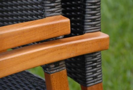 Teak Wicker Patio Stacking Dining Chair Blaze