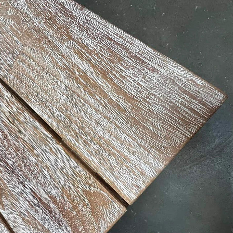 118 inches Recycle Teak Rectangular French Beam Table Rustic White Wash Finish