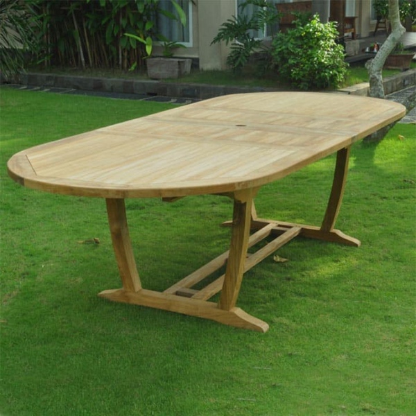 10 feet Teak Outdoor Patio Double Extension Oval Table  Titan