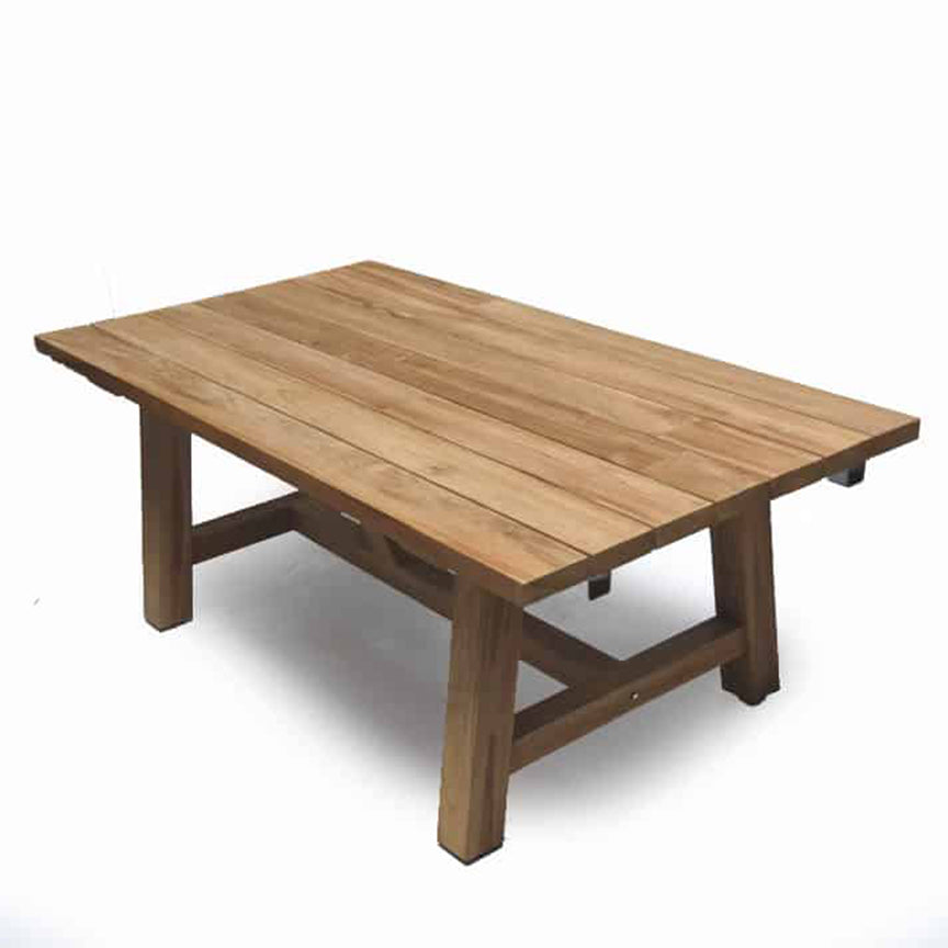 3 pc Recycled Teak Dining Set – French Beam Table – Rustic Natural Finish