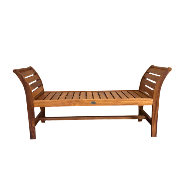 front view teak park bench