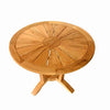 Teak round dining table top view