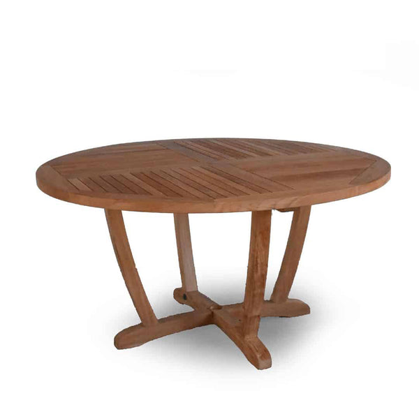 round teak table five feet with top view