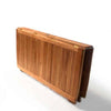 Teak square outdoor folding table folded view