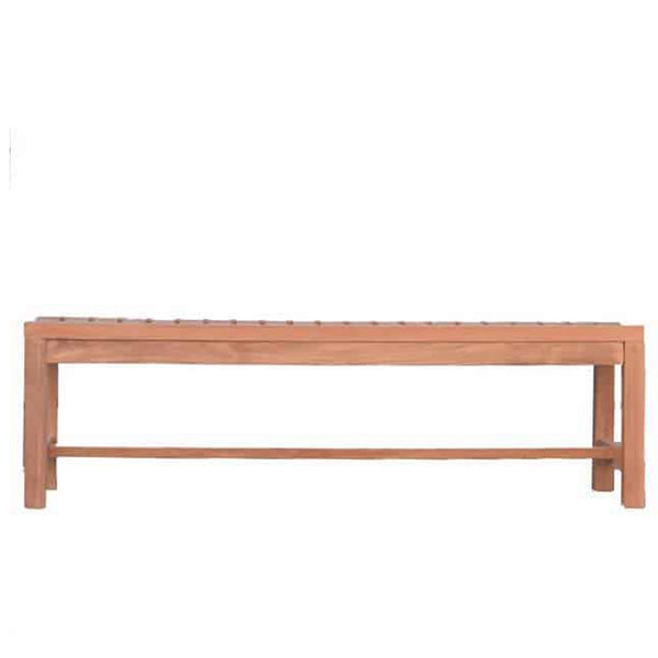 Teak outdoor bench front view