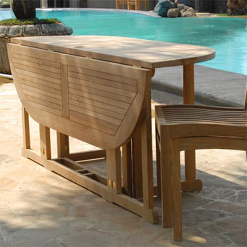 teak outdoor half open folding view