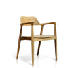 Teak dining arm chair side view 