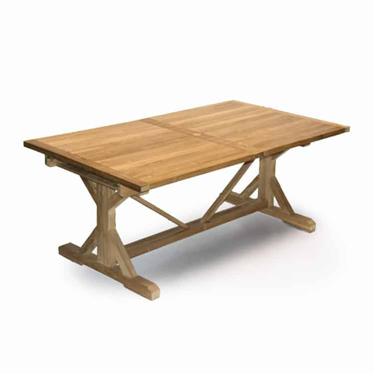 7 Pc Teak Extension Dining Table – Heritage table and Monaco Wicker Chairs.