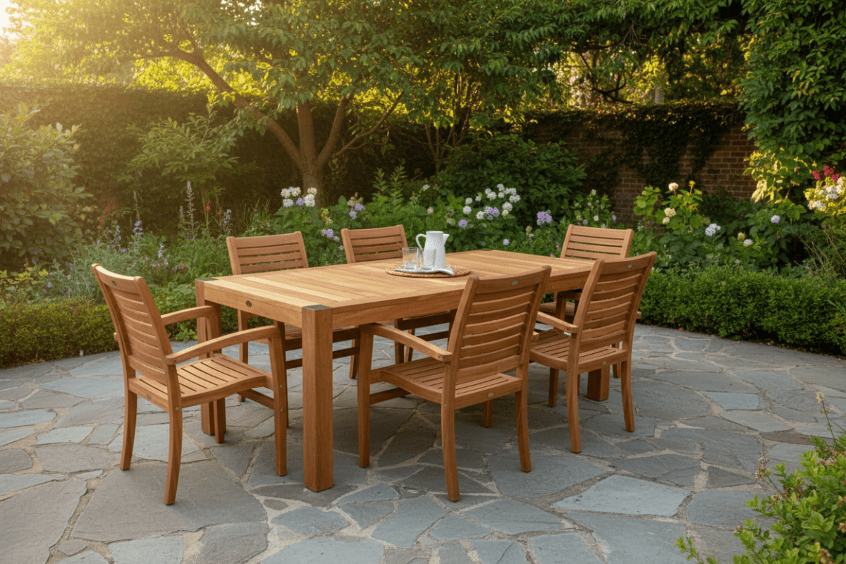 7pc Bromo Teak Farm Table & Jakarta Chair Outdoor Dining Set