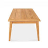 wide slat tapered leg long view teak table Piedra