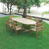Teak double extension oval dining set for 6