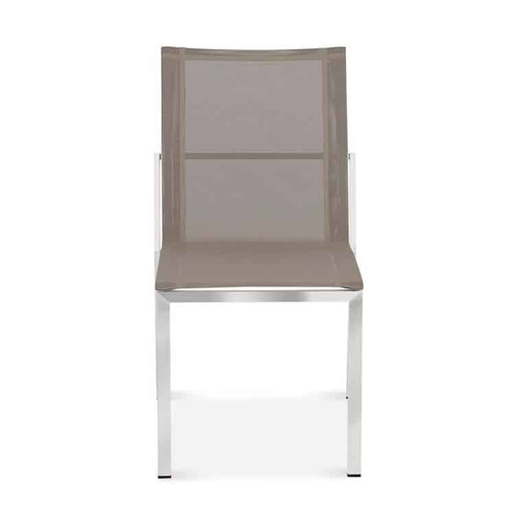 Stainless Steel Sling Outdoor Stacking Side Chair – Alzette Taupe