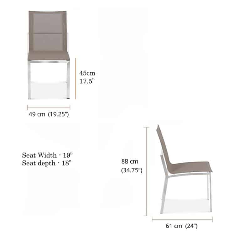 Stainless Steel Sling Outdoor Stacking Side Chair – Alzette Taupe