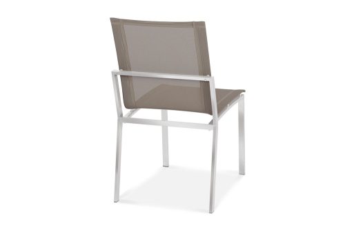 Stainless Steel Sling Outdoor Stacking Side Chair – Alzette Taupe