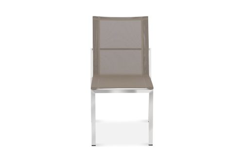 Stainless Steel Sling Outdoor Stacking Side Chair – Alzette Taupe