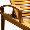 Teak lounge pool chaise closer view of arm and back fold
