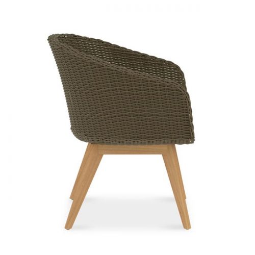 Teak and woven wicker breeze-dining-chair side view