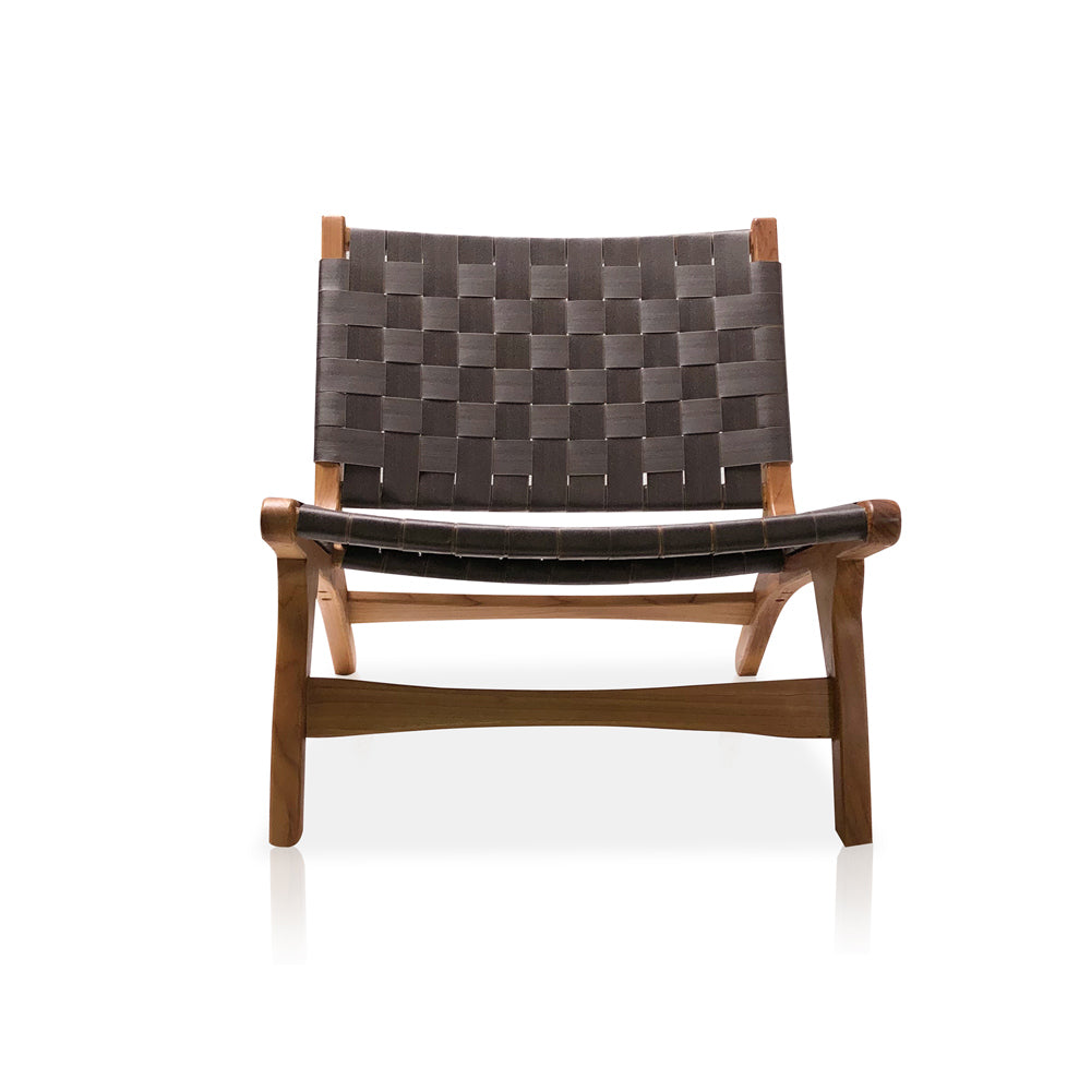 Front view low profile fabric weaved club chair