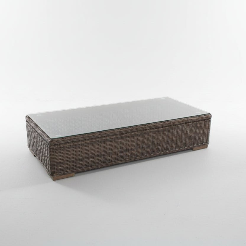 wicker coffee table ottoman storage box glass top