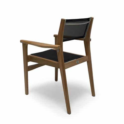 Teak Sling Patio Stacking Black Chair – Danish
