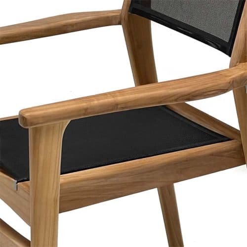 Teak Sling Patio Stacking Black Chair – Danish