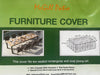 McGill Patio furniture cover advertisement with dining set and dimensions on a green background