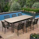 Switch Outdoor Metal Aluminum base dining set with weaved rope stacking dining chairs 2 image