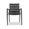 Front view of the asteroid stacking chair with cushion