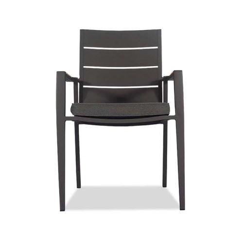Front view of the asteroid stacking chair with cushion