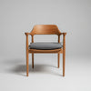 Lara Teak dining chair with  Sand Graphite cushion side view