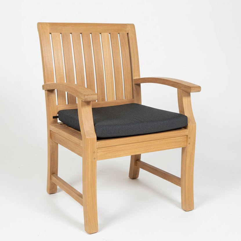 Large Teak Dining chair with 19 by 19 cushion in fast dry foam