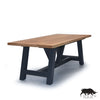 recycled teak top metal base dining table