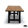 long view recycled teak top metal base dining table