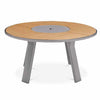 Metal-teak-outdoor-round-aluminum dining table with lazy susan top view 