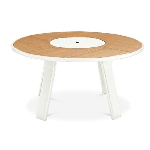 Teak Aluminum Outdoor Round Dining Table 5 feet White – Bold