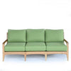 teak three seater mid century modern front view plush cushions 