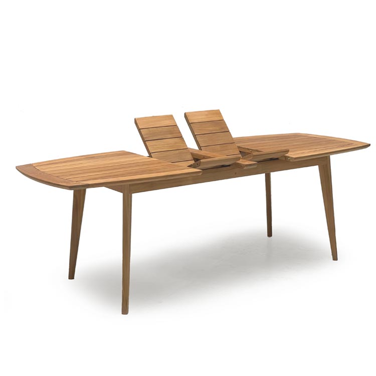8.5ft Mid century Teak Outdoor Rectangular Extension Dining Table – Impression