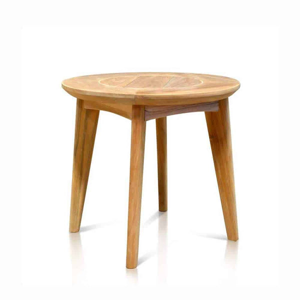 midcentury modern round side teak table-impression