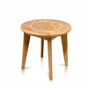 midcentury modern round side teak table-impression
