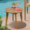 midcentury modern round side teak table-impression