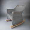 Teak wicker rocking chair for outdoors side view